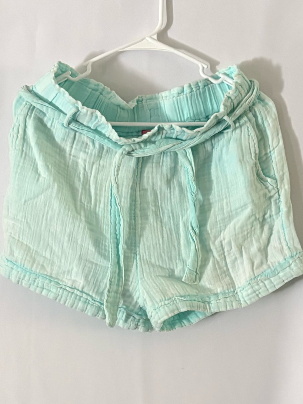 Simply Southern Mint Paperbag Waist Shorts with Tie